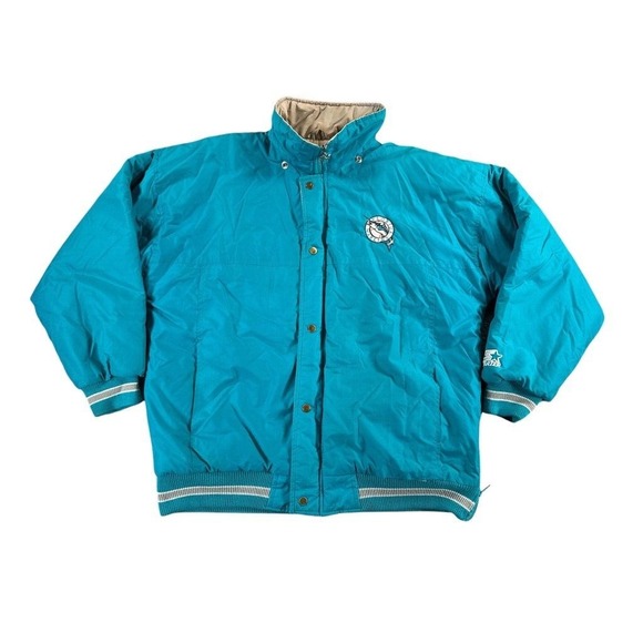 Vintage Starter Miami Marlins‎ Jacket Mens Large Blue Quilted Lined 90s